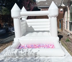 pink20and20white 1709253266 White Bounce House 10x8 with ball pit